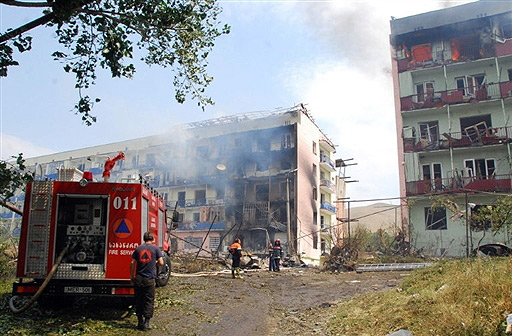 Georgian firefighters in Gori, Georgia