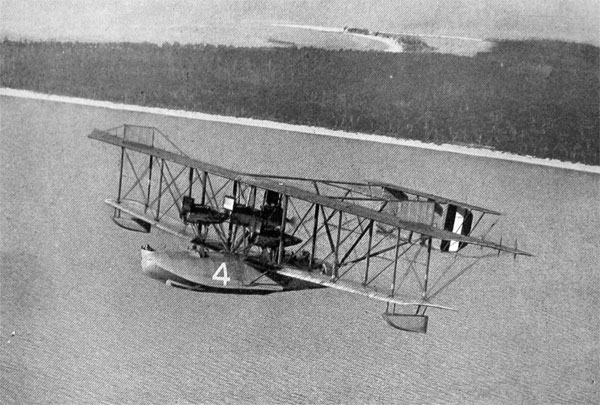 THE NC 4, LIBERTY-ENGINE-DRIVEN CONQUEROR OF THE ATLANTIC, IN FLIGHT AT PENSACOLA, FLORIDA.