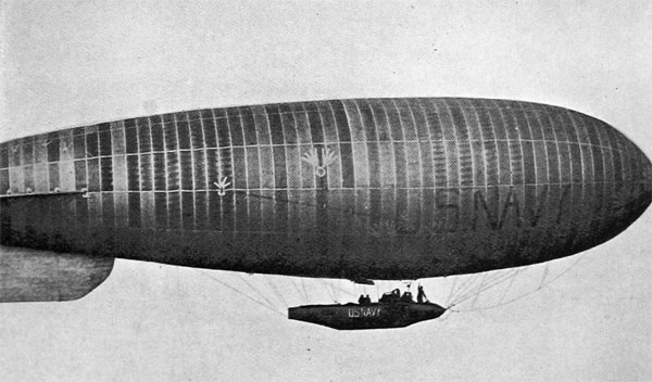 A Navy "Blimp"--Non-Rigid Dirigible--in the Air 