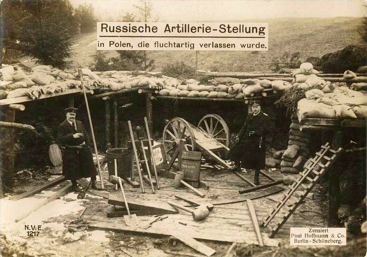 Hastily deserted Russian artillery position in Poland.